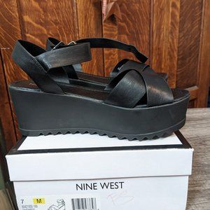 NIB 9 West Chunky - Platform Heel Sandals